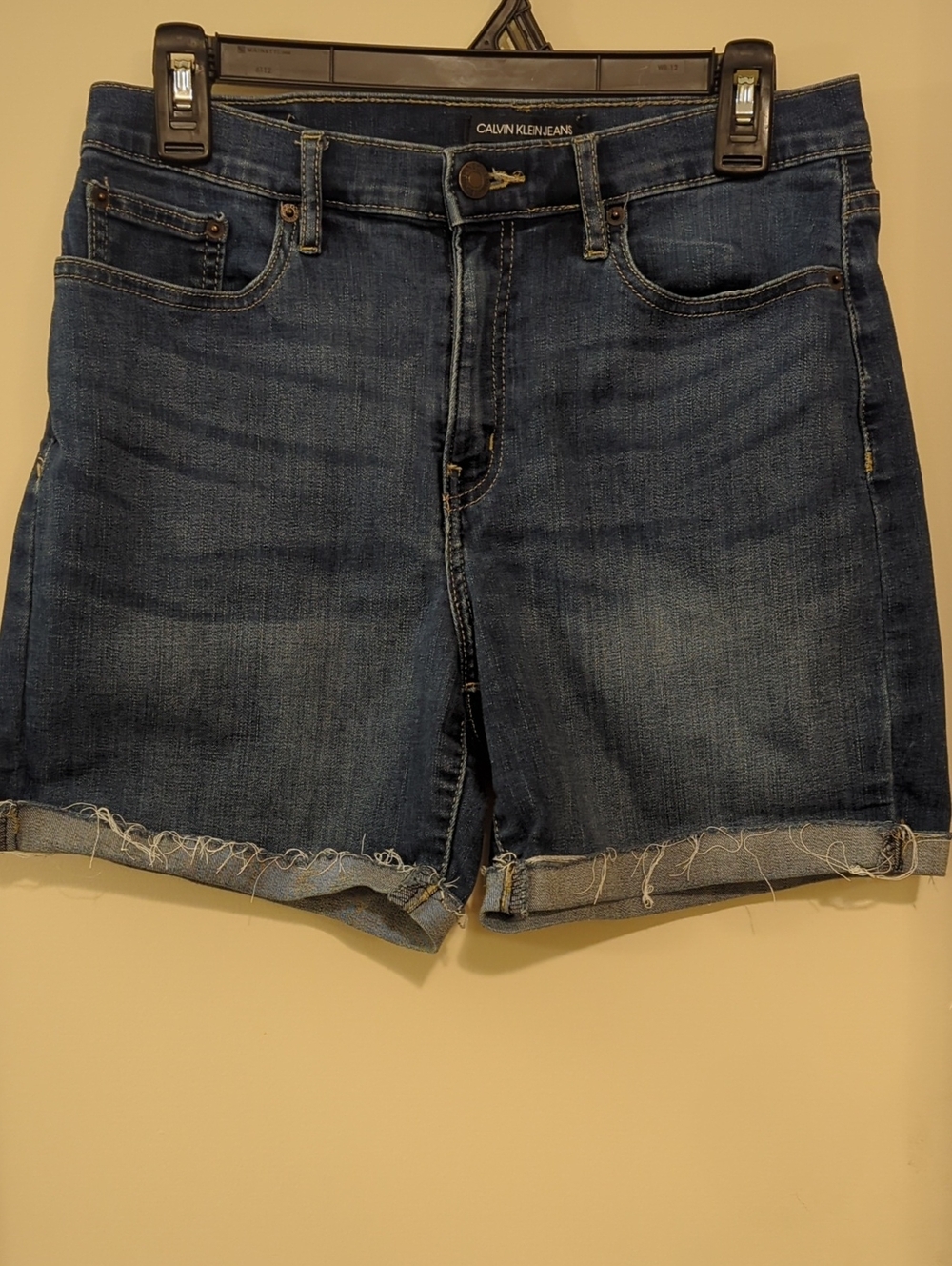 Calvin Klein Jeans Dark Blue Rolled-Hem Denim Shorts
